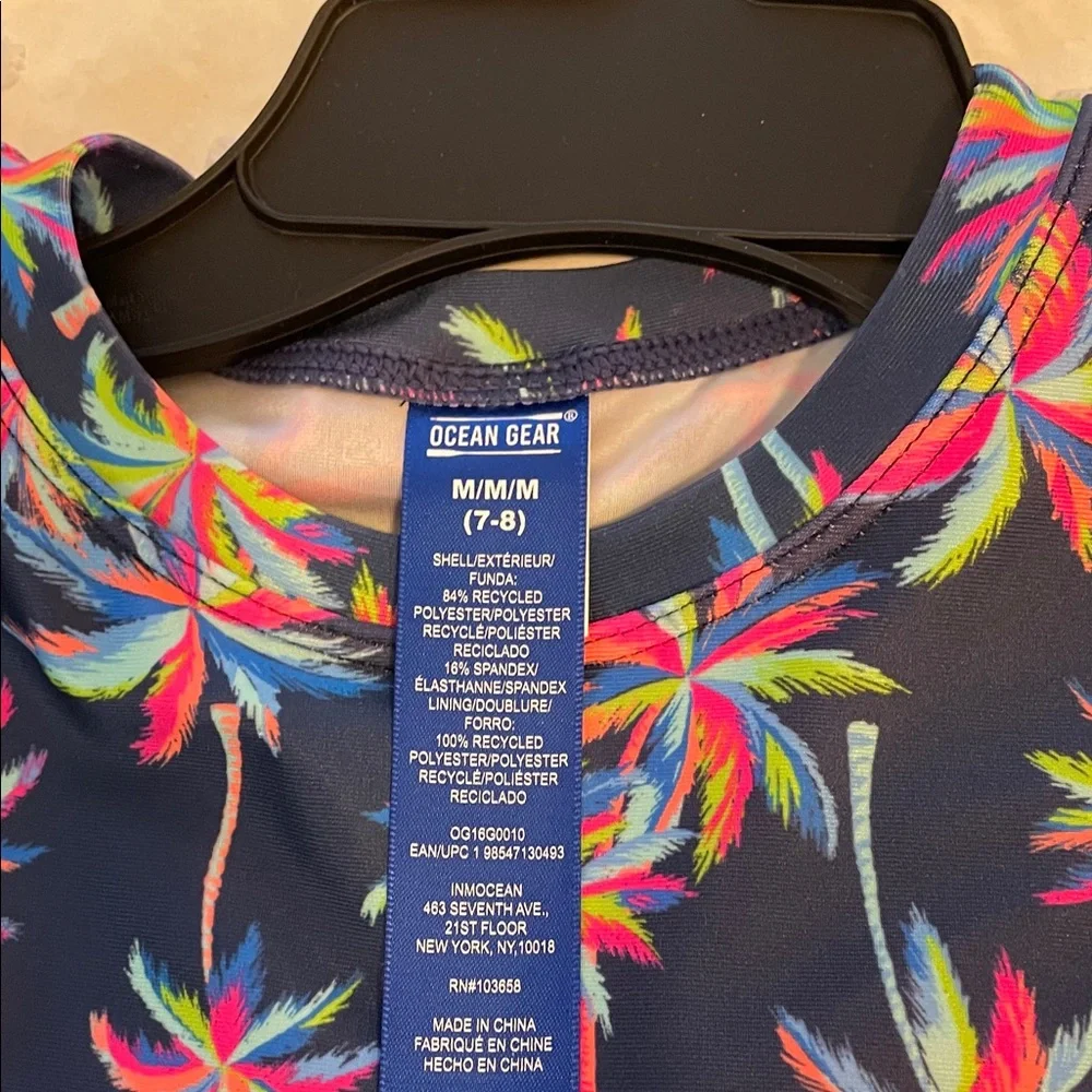 Tropical Kids Bikini Set - Navy and Pink shirt, shorts, bottoms, NWT